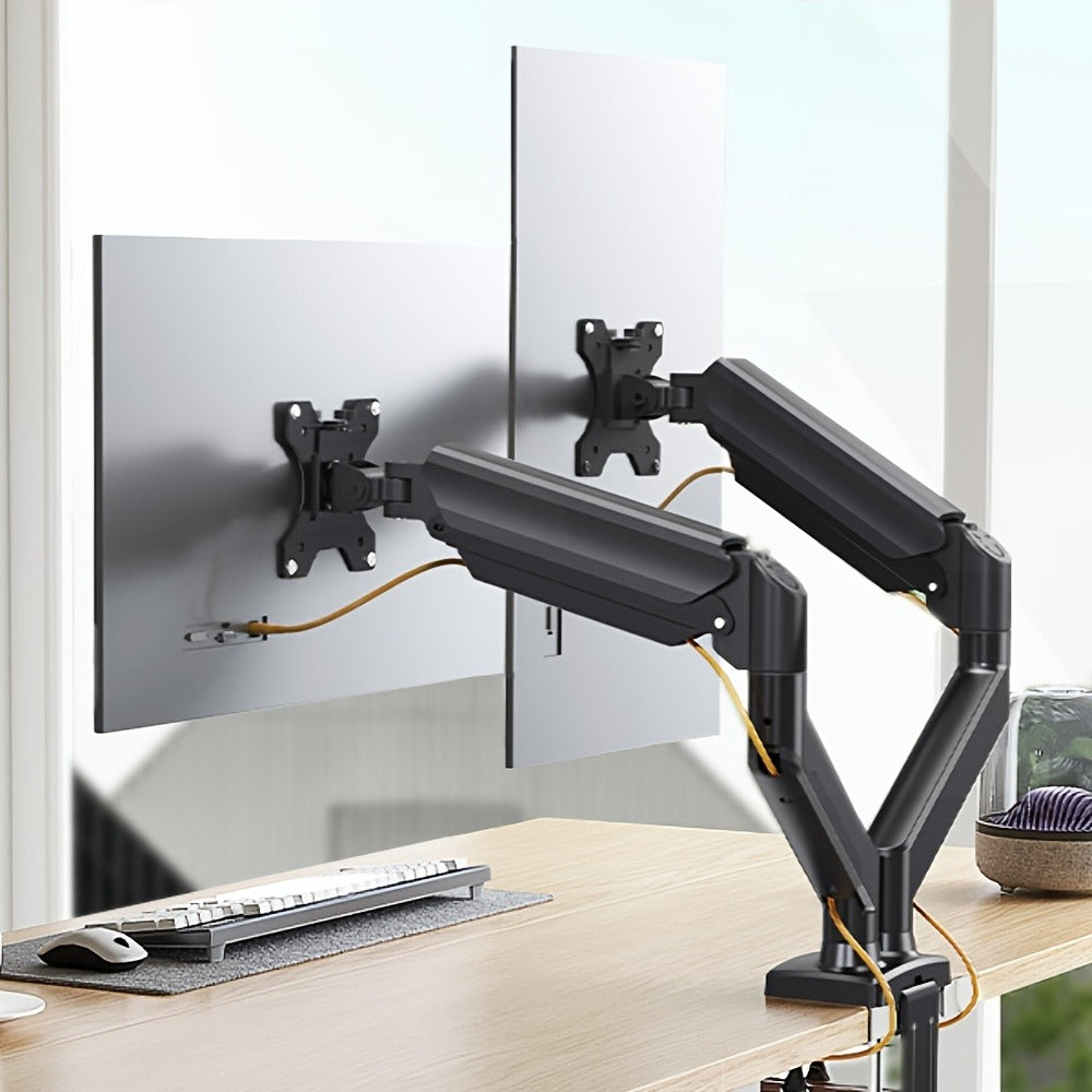 Dual Monitor Stand for 32 Inch Screens, Full Motion Dual Monitor Arm with 180° Swivel Tilt 360° Rotation, VESA 75/100mm, Max 22 lbs Each Arm, Adjustable Height for Home Office Desk Setup