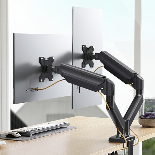 Dual Monitor Stand for 32 Inch Screens, Full Motion Dual Monitor Arm with 180° Swivel Tilt 360° Rotation, VESA 75/100mm, Max 22 lbs Each Arm, Adjustable Height for Home Office Desk Setup