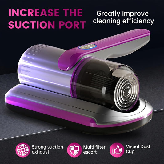 Handheld Mattress Vacuum Cleaner with 12 kPa Suction for Beds & Sofas, Purple