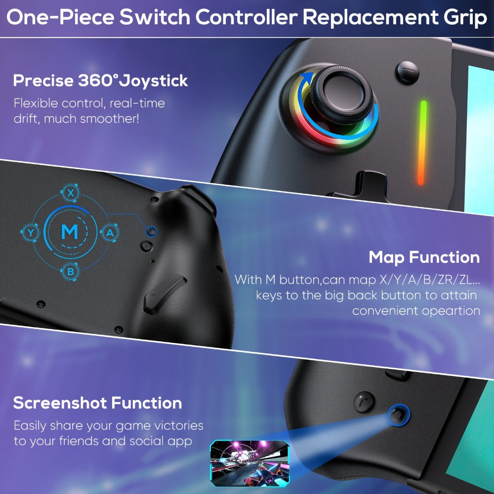 Nintendo Switch Pro Controller RGB One-Piece – Compatible with Switch & Switch OLED, Dual Motor Vibration, Adjustable TURBO, Handheld Mode, Wireless Gaming Controller for Nintendo Switch