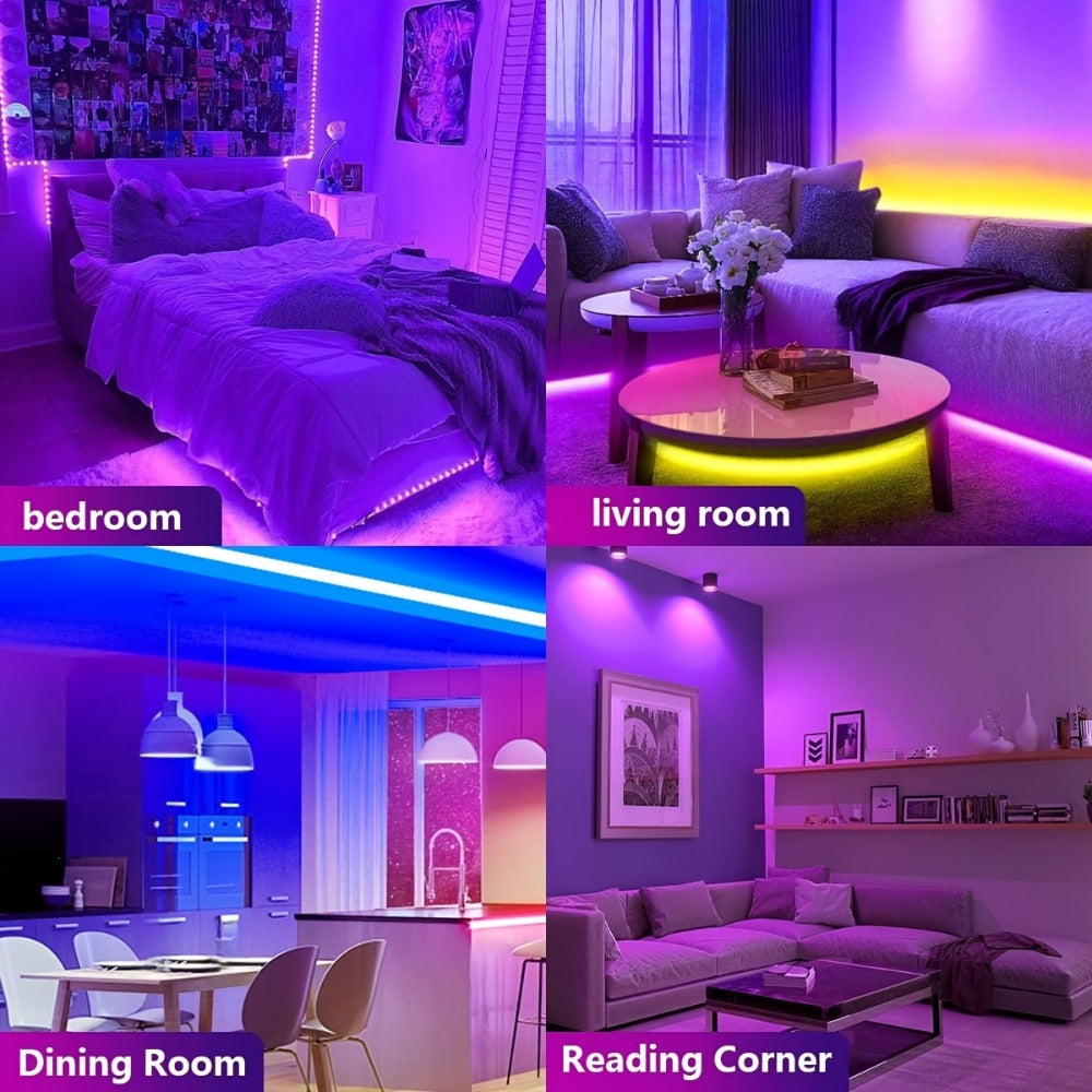RGB LED Strip Lights USB Powered TV Backlight with Remote Control - 16 Color Changing Dimmable Cuttable for TV PC Bedroom Gaming Room Bookshelf Desk Party Home Ambiance Lighting 13FT 20FT
