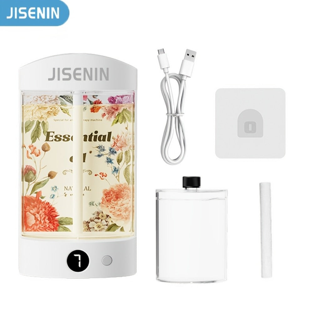 Mini Aroma Diffuser & Humidifier 2-in-1 Portable USB Rechargeable – 7-Level Timer, Silent Operation, LED Display, Auto Shut-Off, Essential Oil Bundles for Home Car Office Travel