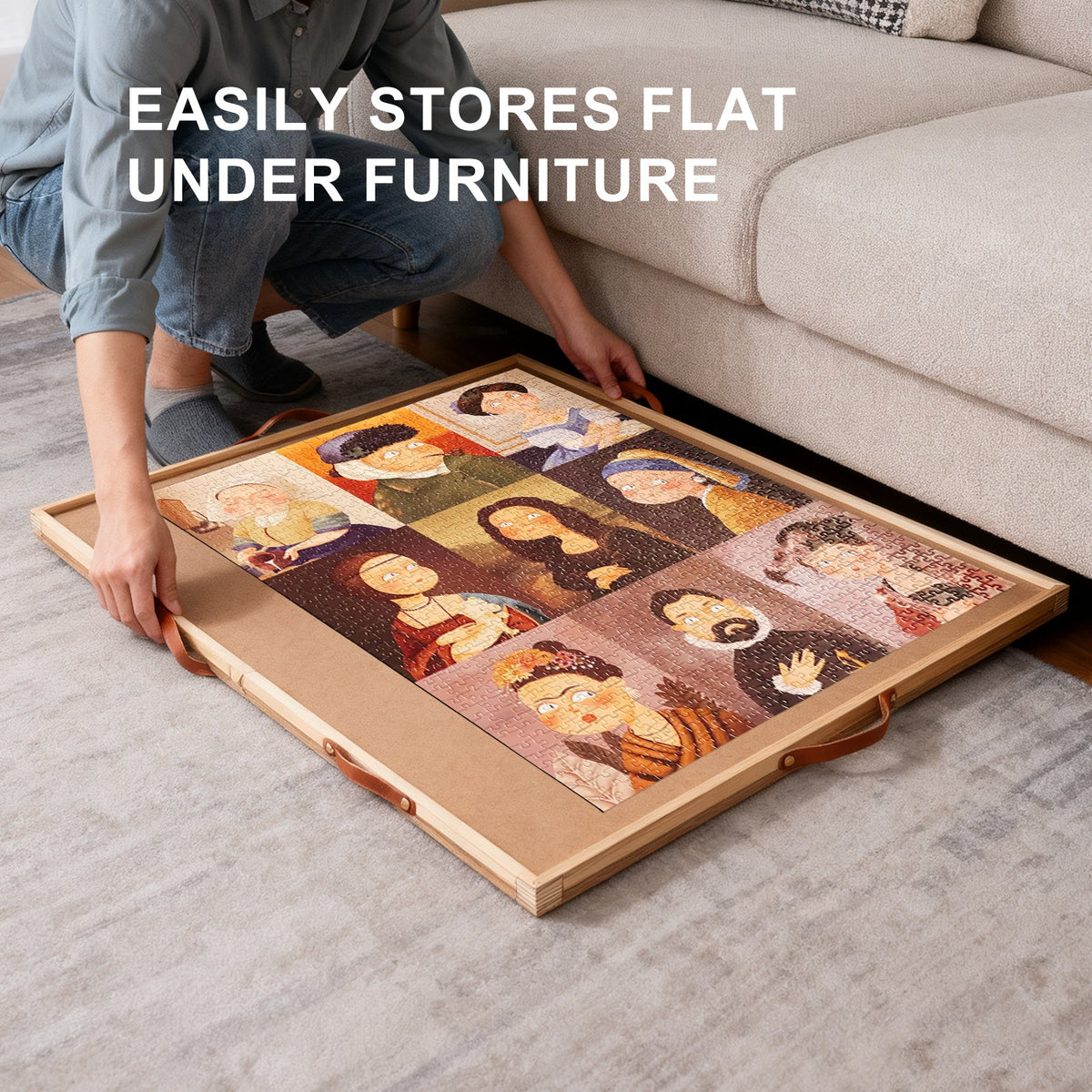 Rotating Jigsaw Puzzle Table, 35 x 27 Inches with Drawers and Dust Cover