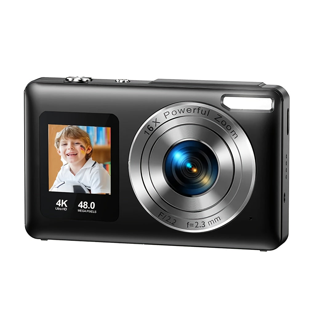 4K Dual Screen Digital Camera 18X Zoom Vlogging Camera with Anti-Shake 64GB Card & 2 Batteries – Selfie Point and Shoot Camera Gift for Friends Family