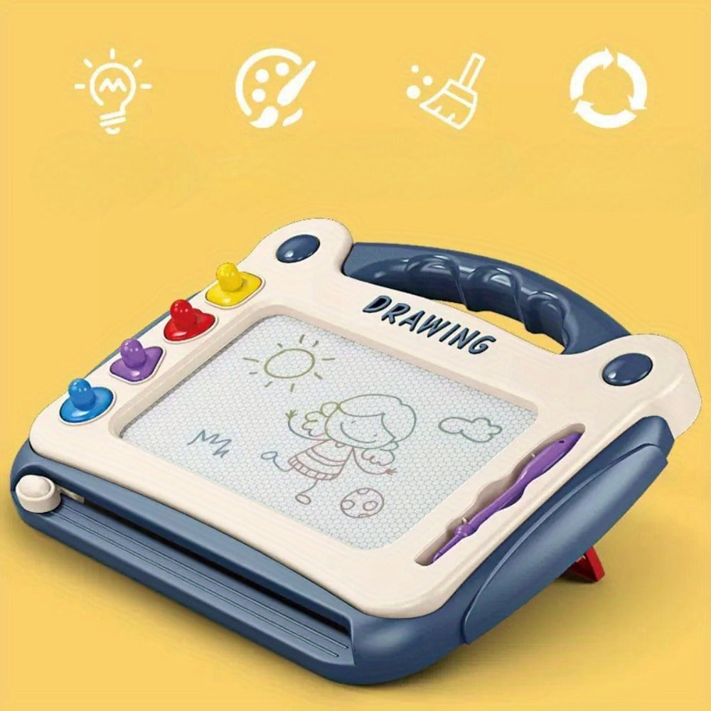 Kids Magnetic Drawing Board 3-in-1 Doodle Kit – Reusable Erasable Toddler Art Toy with Stamps, Pen & Stand | STEM Learning Gift for Boys Girls Ages 3-8 Birthday Christmas Easter