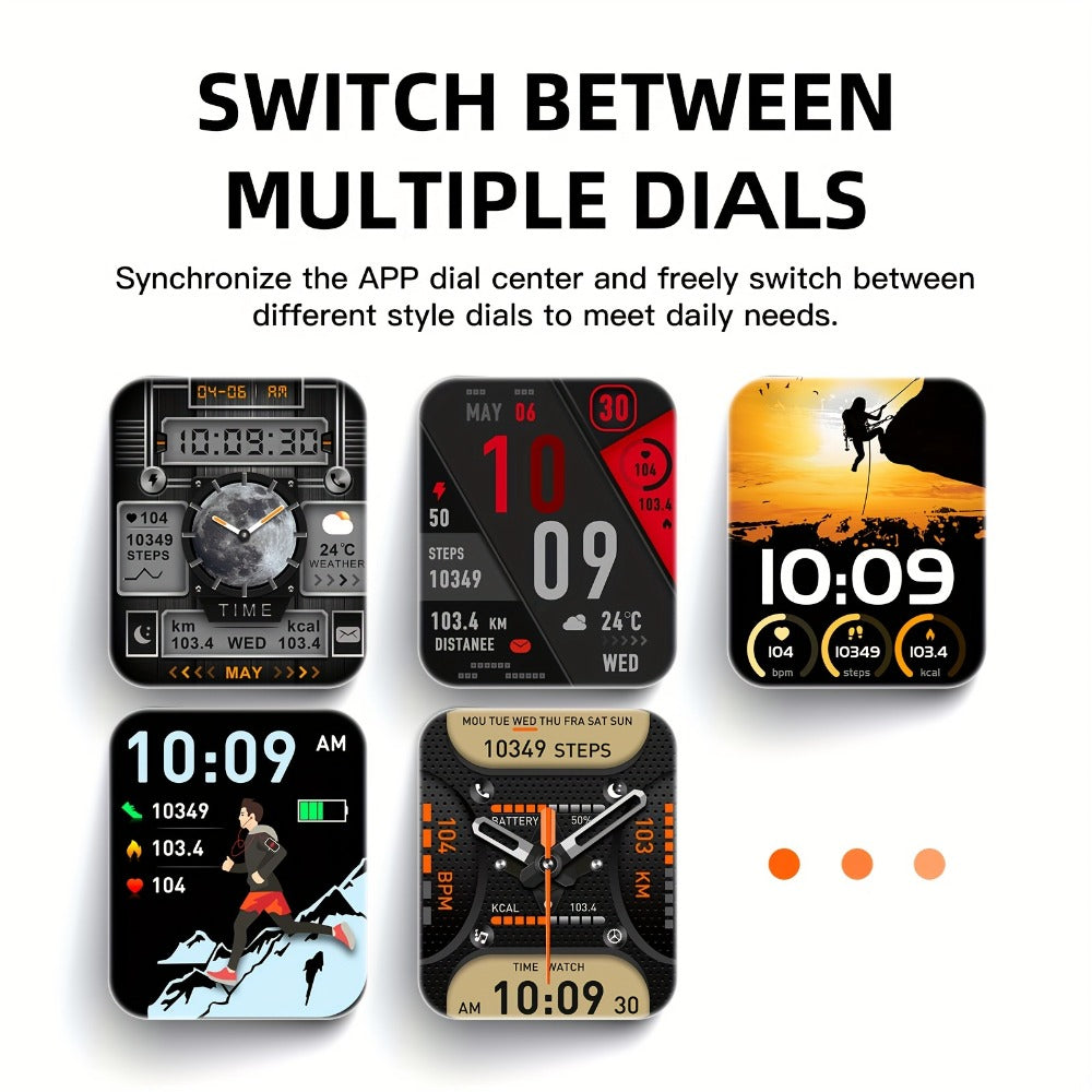 LED Flashlight Smartwatch for Men 2.02 Inch TFT Waterproof Wireless Calling Sleep Monitor Pedometer Activity Tracker iOS Android – Gift for Dad Boyfriend Husband