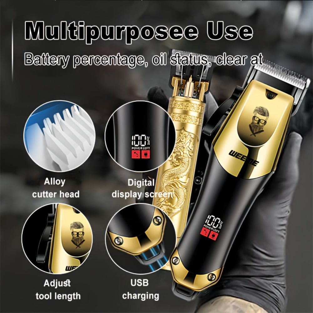 3-in-1 Hair Clipper Grooming Kit for Men — WEEME USB Rechargeable Cordless Beard Trimmer & Body Shaver Set, Home Barber Hair Cutting Kit, Gift for Boyfriend Father Husband