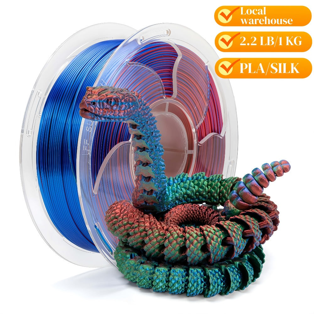 High Gloss PLA Filament 1.75mm 1kg Low Warping – Black White Dual Tri Rainbow Multicolor 3D Printer Filament ±0.02mm | Shiny PLA Spool for Creality Ender 3 5 Neo Bambu Lab Prusa FDM Printers
