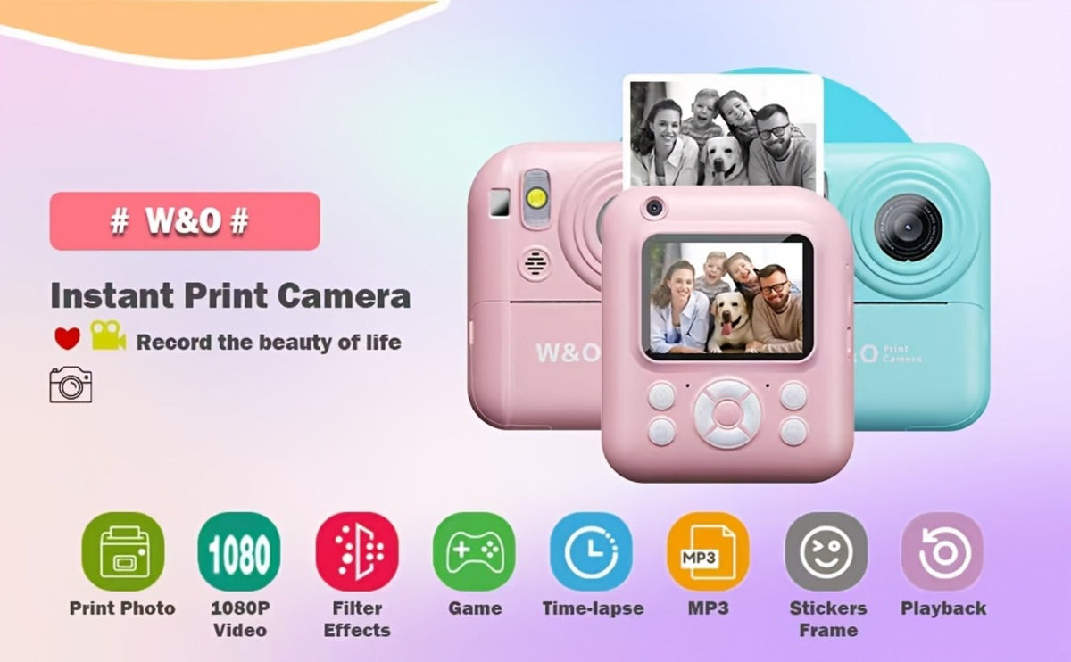 Instant Print Digital Camera for Kids Ages 3-12 – 1080P, 2.4" Screen, 3 Rolls Print Paper & 32GB Card Included, Cute Kids Camera, Perfect Birthday & Holiday Gift for Girls and Boys