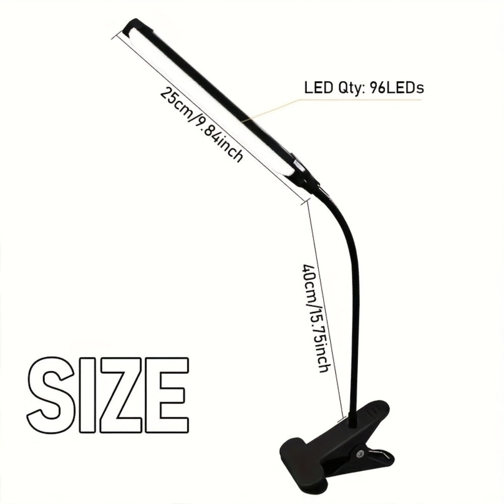 Clip-On LED Desk Lamp Flexible Gooseneck USB Powered – 3 Color Modes 10 Brightness Levels Swing Arm Clamp Light for Home Office Study Reading Crafts Gaming Bedroom – Black