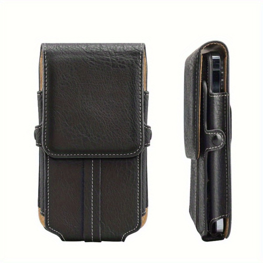 Phone Holster Belt Clip PU Leather Universal Waist Pouch 5.2–7.2 Inch – Vertical Carry Case with Metal Clip & Belt Loop for iPhone 16 15 14 13 12 11 Pro Max Plus, Samsung Galaxy S25 S24 Ultra A Series