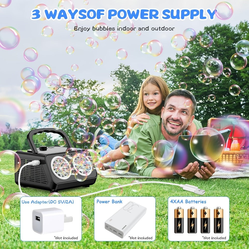 Double Fan Bubble Machine for Party Wedding – Indoor Outdoor Atmosphere Bubble Maker for Kids Adults, Birthday Halloween Christmas Event Decor Toy, 1 or 2 Set Options White or Black