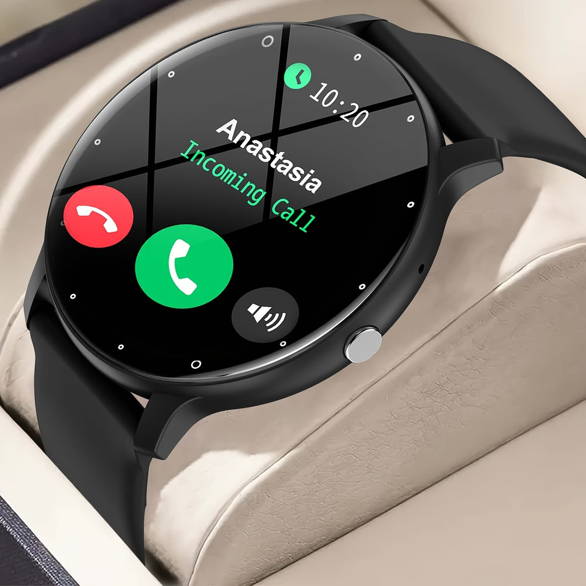 Wireless Charging Round Smartwatch for Women Men 230mAh Battery Multi Sport Mode Call SMS Notification Custom Wallpaper Silicone Strap Compatible with iPhone Android – Black Pink Gold