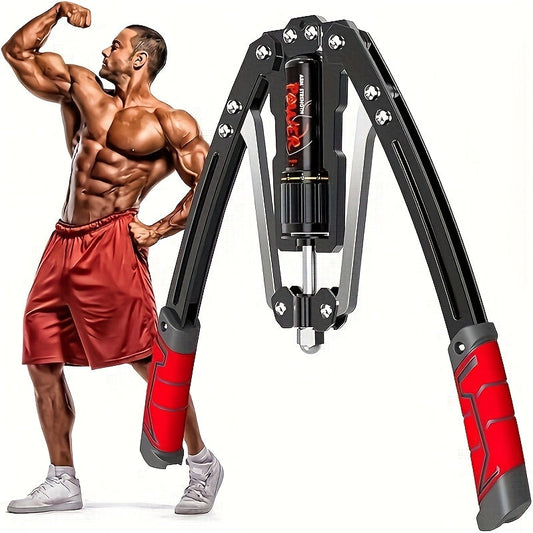 Hydraulic Arm Trainer with 20 Resistance Levels, 22–440 lb, Foldable Red Design