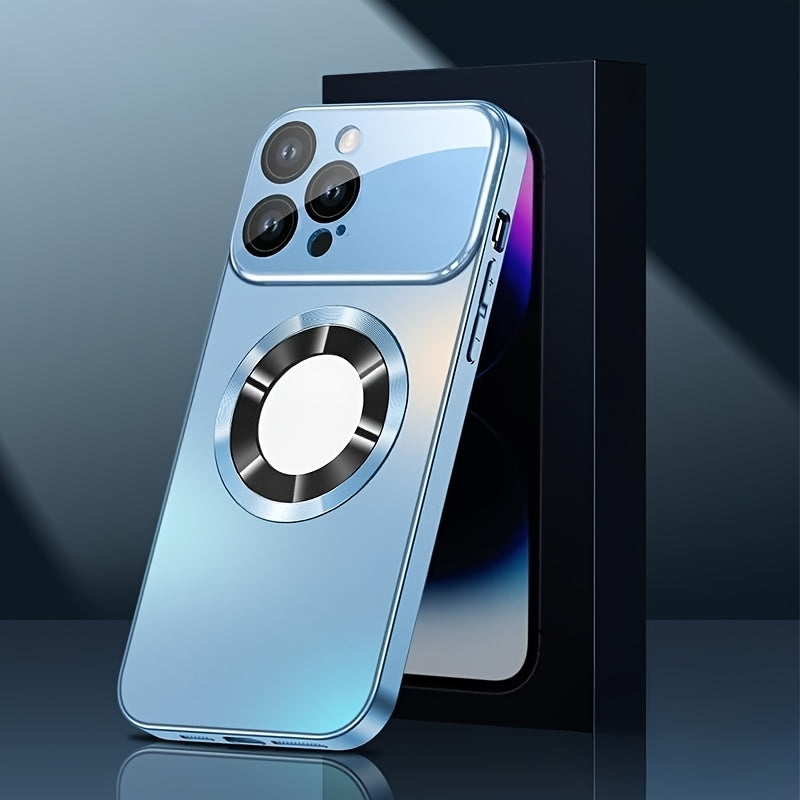 MagSafe iPhone Case Matte Titanium with Built-In Glass Lens Protector for iPhone 17 Pro Max Air 16 15 14 Series – Shockproof Luxury Magnetic Wireless Charging Cover