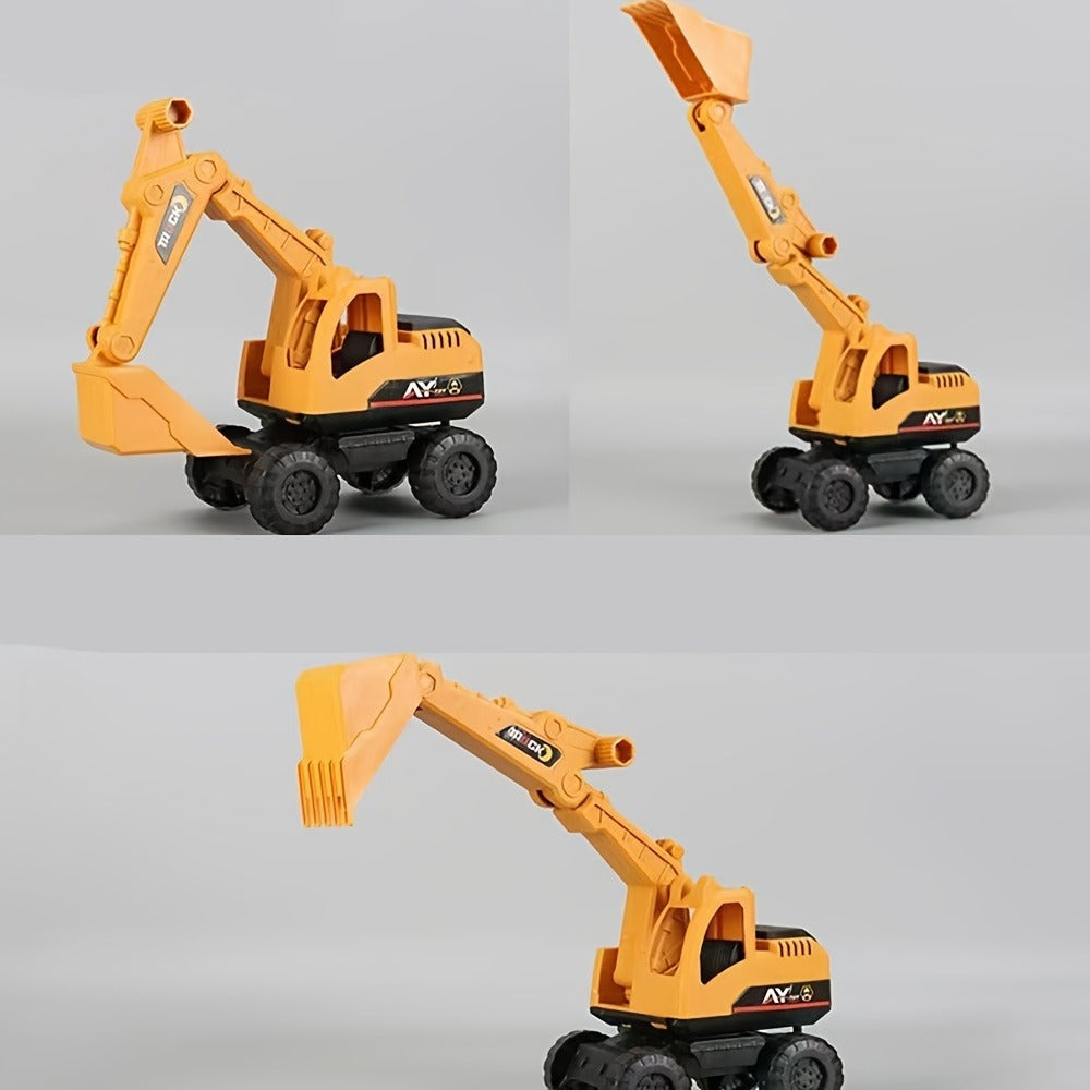 4-Piece STEM Construction Toy Vehicle Set for Toddlers | Shatterproof Excavator Mixer Dump Truck Bulldozer | No Battery Needed | Kids Engineering Toy Ages 2+