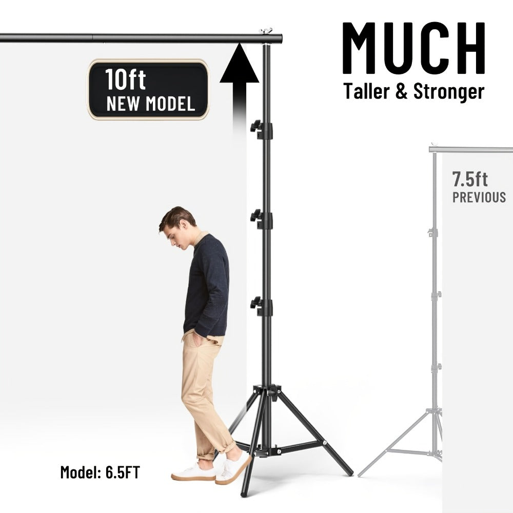 10x10ft Heavy Duty Backdrop Stand Kit - Photography Background Support System with 2 Stands, 4 Crossbars, 4 Clamps & Carry Bag for Photo Studio, Video Shoots, Parties & Events