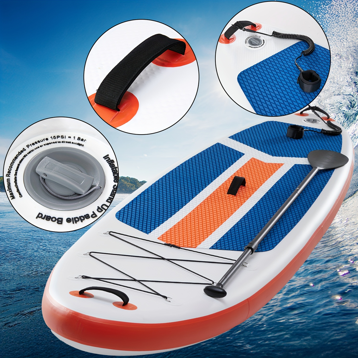 Inflatable Paddle Board 10.5ft – Wide Stable Non-Slip Deck SUP Board with Premium Accessories for Yoga Fishing Boating Traveling Surfing Adults