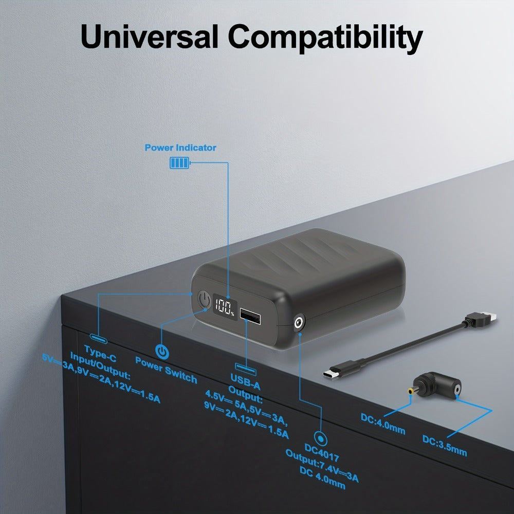 Dual Voltage 5V 7.4V Power Bank 20000mAh 22.5W Fast Charging LED Display DC USB Type-C Output Lithium Polymer Portable Charger for Smartphones Tablets Heated Clothing Devices