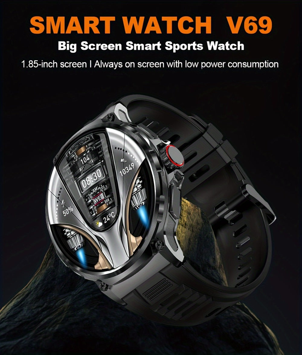 710mAh Long Battery Outdoor Sports Smartwatch for Men – 360x360 HD Screen Wireless Calling High-Quality Speaker Music Control Sports Tracking Sleep Monitor Dynamic Dial Silver Black Gift