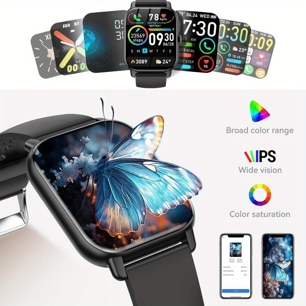 Large Screen Smart Watch with HD Voice Calling, Unisex Bluetooth Smartwatch, Message Reminder, Multiple Sport Modes, Heart Rate Sleep Tracker, Compatible with iPhone & Android – Outdoor Daily Wear Gift Watch 8 Colors
