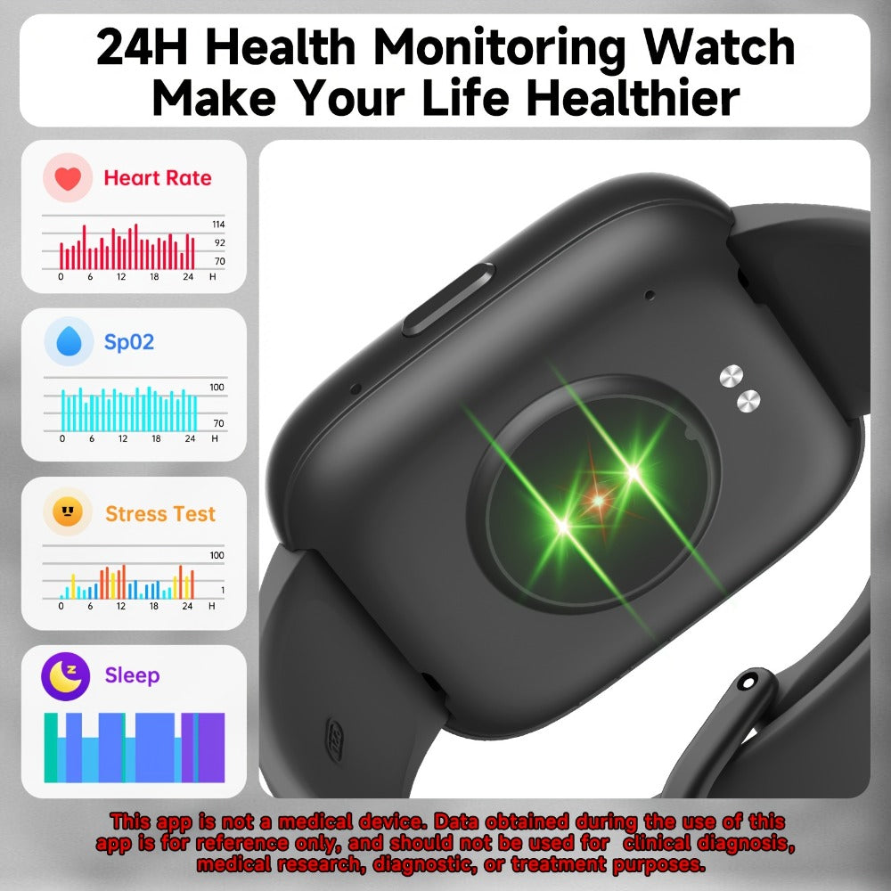 Alexa Built-in Waterproof Smartwatch 1.83" HD – Wireless Calling, 100+ Sport Modes, Heart Rate SpO2 Sleep Tracker, Optional Woven Strap – Unisex Black Green Purple Pink Gold White iPhone & Android