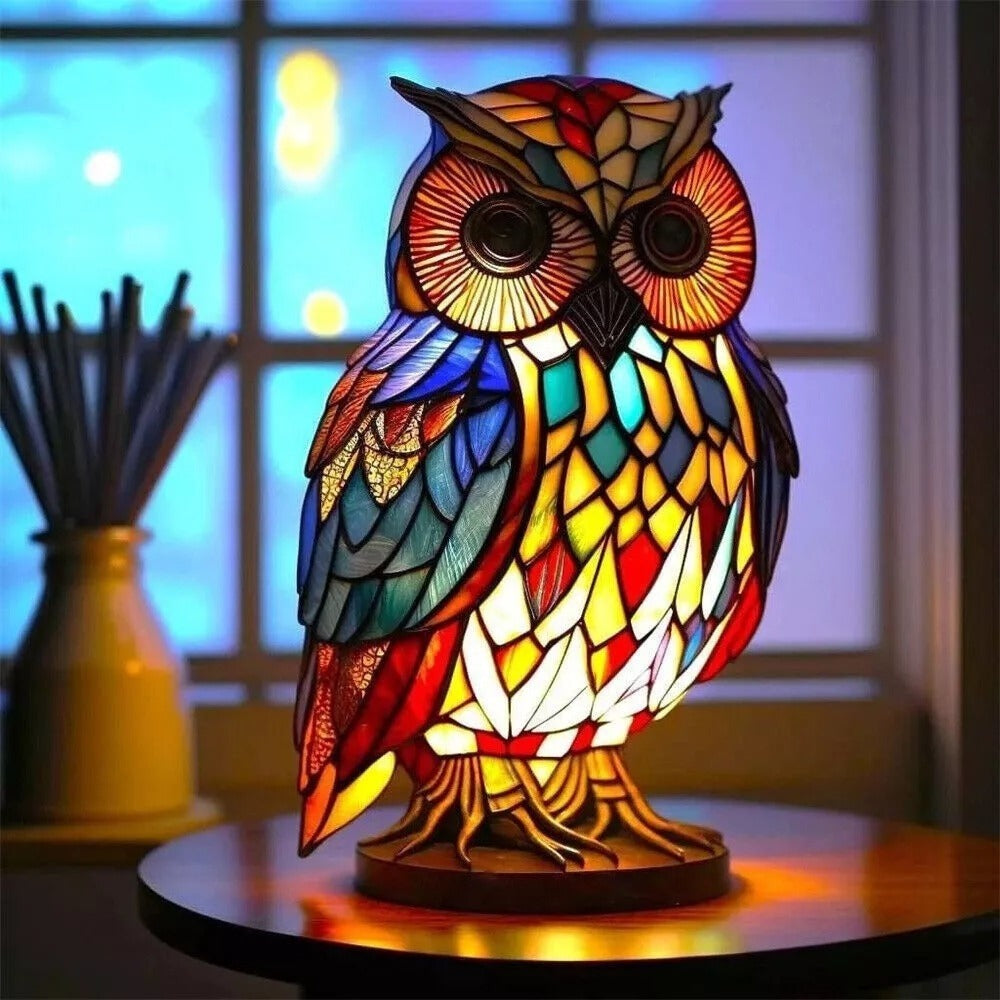 3D Resin Animal Night Light – Bohemian Vintage Dragon, Owl & Sea Turtle Stained Desk Lamp for Bedroom, Home Decor, Birthday & Christmas Gift (Dragon / Owl / Sea Turtle)