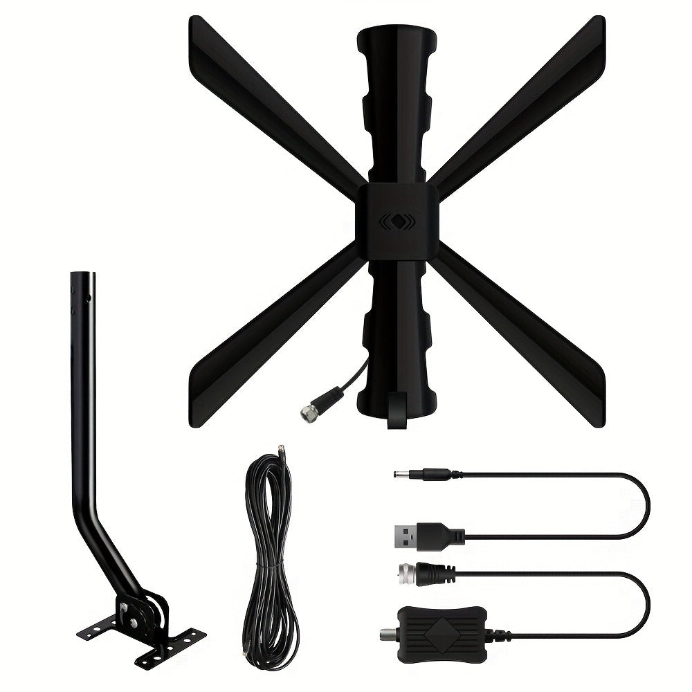 TV Antenna with J Mount 150 Mile Range - Indoor Outdoor Attic Installation, 2026 Model, Local Channels 4K 1080p HD, Easy Setup, Black