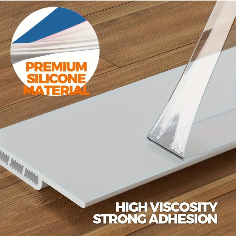 Door Draft Stopper 2pcs Silicone Weather Stripping 37" Under Door Seal Strip with Strong Adhesive – Noise Reduction, Energy Saving, Easy Install for Interior & Exterior Doors, Brown & Black