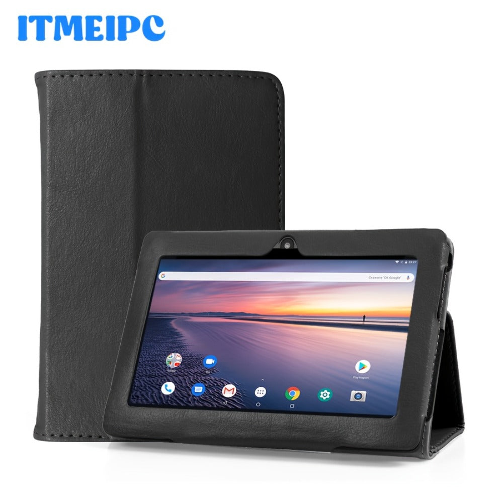 USB-C Android 14 Tablet 7 Inch with Built-in Protective Case, 4GB RAM 32GB ROM Expandable Quad-Core HD IPS Display, Dual Camera WiFi, Compact Stylish Portable Tablet for Students Teens Adults – Blue Yellow Black Pink