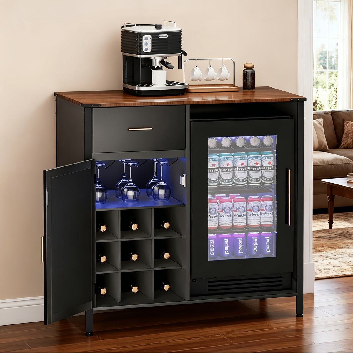 Bar Cabinets and Sideboards shown in the BLACK option