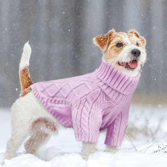 Dog Sweater Turtleneck Warm Knit Pullover with Soft Long Sleeves for Small Medium Breeds, All-Season Machine Washable Pet Sweater for Chihuahuas Bulldogs Dachshunds, Sizes XS S M L XL, Pink Violet Light Purple Light Green Greenish Yellow