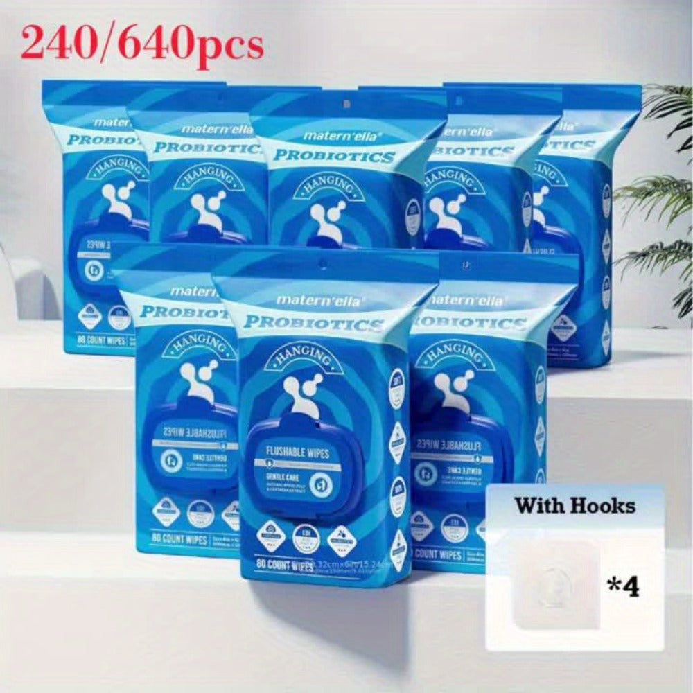 Flushable Wet Wipes for Adults with Probiotics – Plant-Based Fibers, Fragrance Free, Sewer Safe, Soft & Thick Disposable Butt Wipes, Travel & Camping Must-Have, for Incontinence & Personal Care (3/5/6/8 Packs)