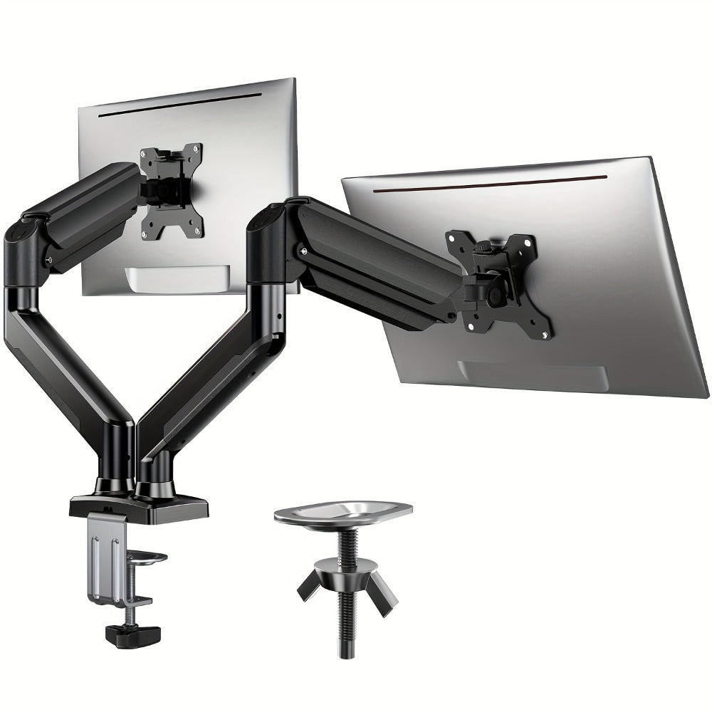 Dual Monitor Stand for 32 Inch Screens, Full Motion Dual Monitor Arm with 180° Swivel Tilt 360° Rotation, VESA 75/100mm, Max 22 lbs Each Arm, Adjustable Height for Home Office Desk Setup