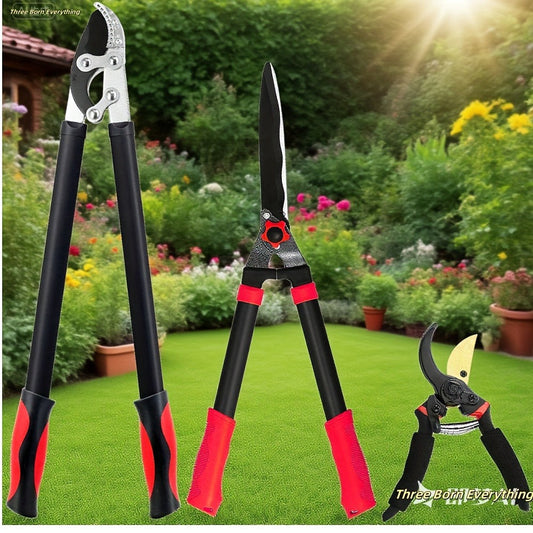 Garden Pruning Shears Set with Alloy Steel Blades, 2- and 3-Piece Options