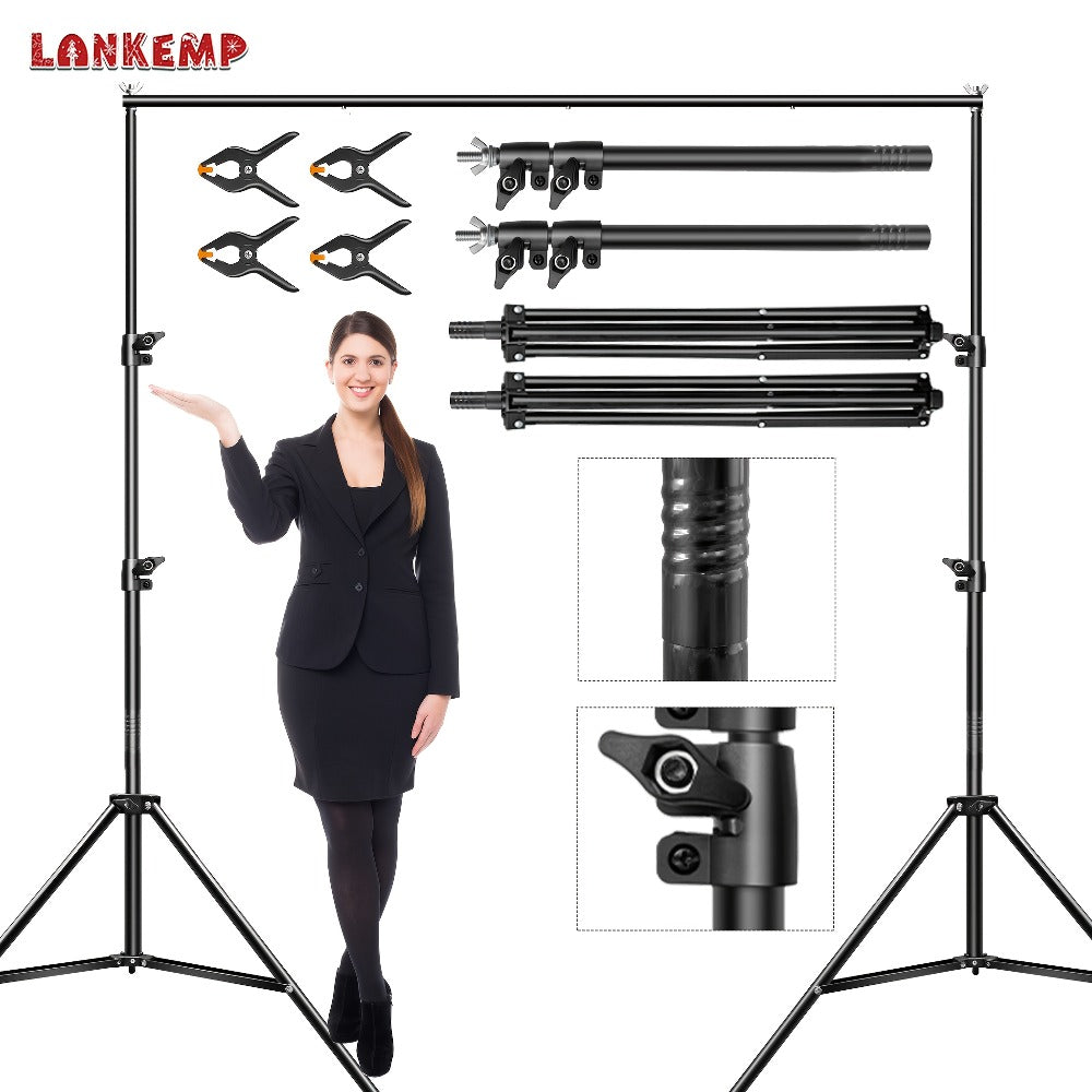 Photography Backdrop Kit 6.6x6.6 Ft 2x2M with 4 Clips for Weddings Parties Photo Booth Events Decoration Projection Screen Background LANKEMP