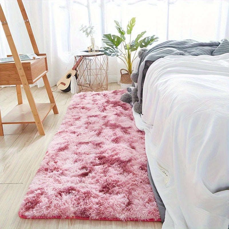 Tie-Dye Knotted Fluffy Mat Super Soft Thickened – Cozy Indoor Area Rug for Living Room, Bedroom & Office, Stylish Floor Covering 15.74x47.24 in – Dark Gray, Light Grey, Pink, White, Purple