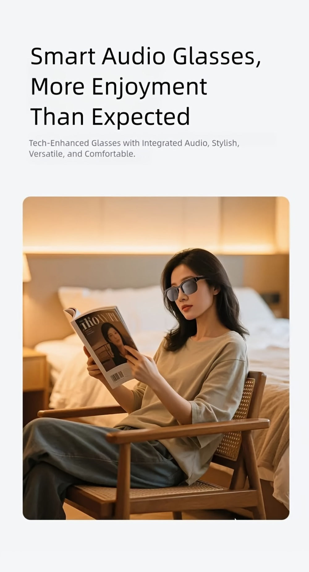 AI Translator Smart Glasses with Real-Time Simultaneous Translation, Photochromic Lenses, Built-In Wireless Earphones, HD Calls & Music – Wearable AI Eyewear for Men & Women