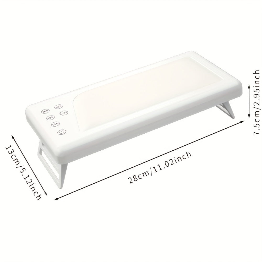 LED Nail Lamp with Hand Pillow Wrist Rest – Square Fast Gel Polish Curing Light for Fingernails & Toenails | Ergonomic Nail Dryer for Home & Salon, Wide Coverage UV LED Nail Light, White