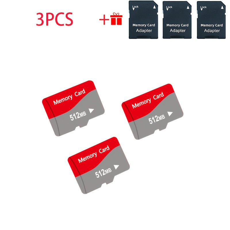 UHS-I A1 Micro SD Card 3-Pack with Adapter 128MB 256MB 512MB – High Speed TF Memory Cards for Camera Phone Tablet Car Audio Game Console Point Reading Pen Stereo Secure Storage