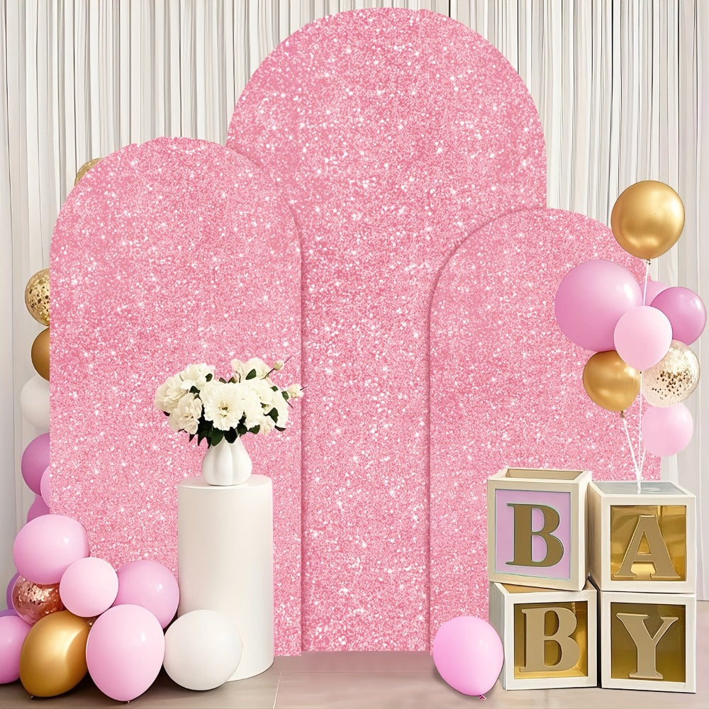 Sequin Wedding Arch Cover Set 3pcs – 6ft 6.6ft 7.2ft Metallic Spandex Payette Glitter Arch Backdrop Cover for Wedding Ceremony, Birthday Party, Bridal Shower & Event Decoration | Fits Most Arch Stands