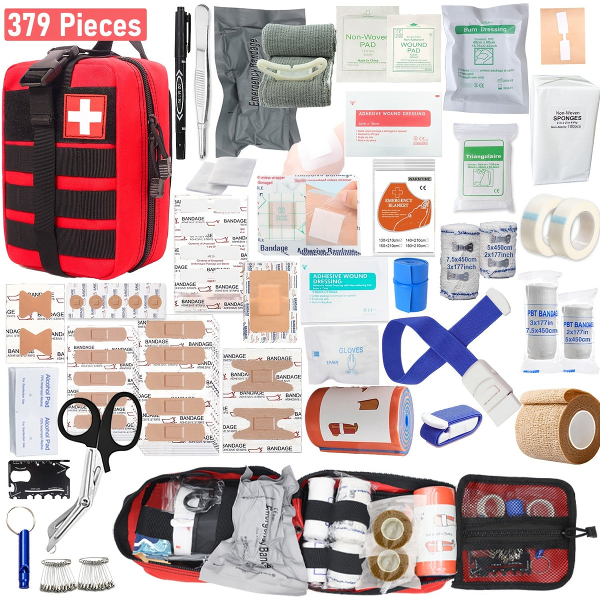 379-Piece First Aid Kit – Complete Emergency Safety Supplies for Home, Outdoor Hiking, Camping & Survival