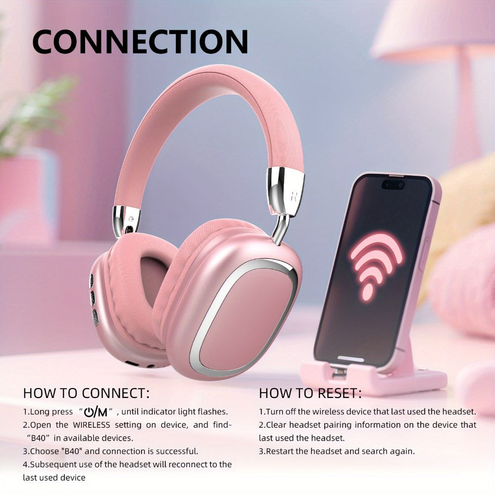 Noise Canceling Wireless Over-Ear Headphones Bluetooth 5.3 Metal 90° Rotating Earpads 6-8Hr Playtime for Music Gaming Commuting iOS Android Windows Compatible