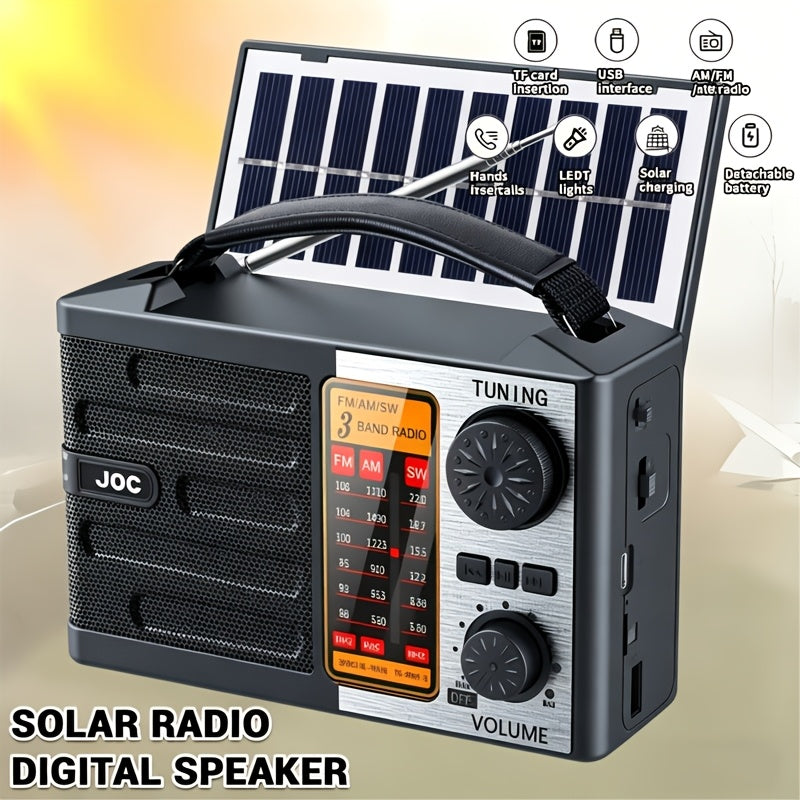 Portable Retro Radio Speaker with MP3 Player Rechargeable Battery Emergency Weather Radio for Outdoor Camping RV Smartphone Compatible Power Outage Survival