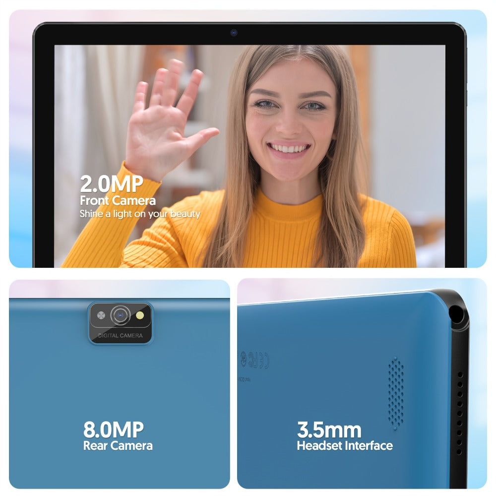 Android 13 Tablet 10 Inch 6000mAh Battery 7GB RAM 64GB ROM 1TB Expandable Storage Quad-Core Processor 8MP Dual Camera 1280x800 IPS Display WiFi Tablet with Protective Case – Blue