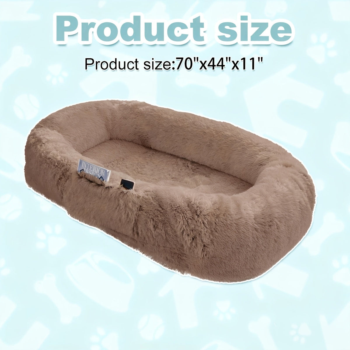 Human Dog Bed with Washable Faux Fur Cover in Two Size Options for People and Pets
