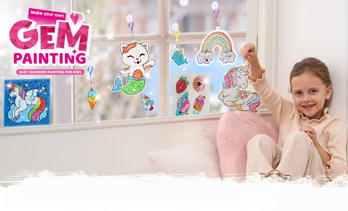 Diamond Gem Art Kit for Kids, 16 Projects, 2,800+ 5D Gems with Suncatchers & Jewelry