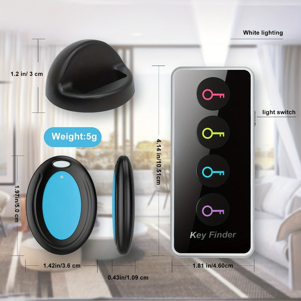 RF Key Finder 4 Receivers No App Required – Wireless Item Locator 131ft Range with LED Flashlight, Easy for Seniors, Find Keys Phones Wallets TV Remotes, Batteries Included