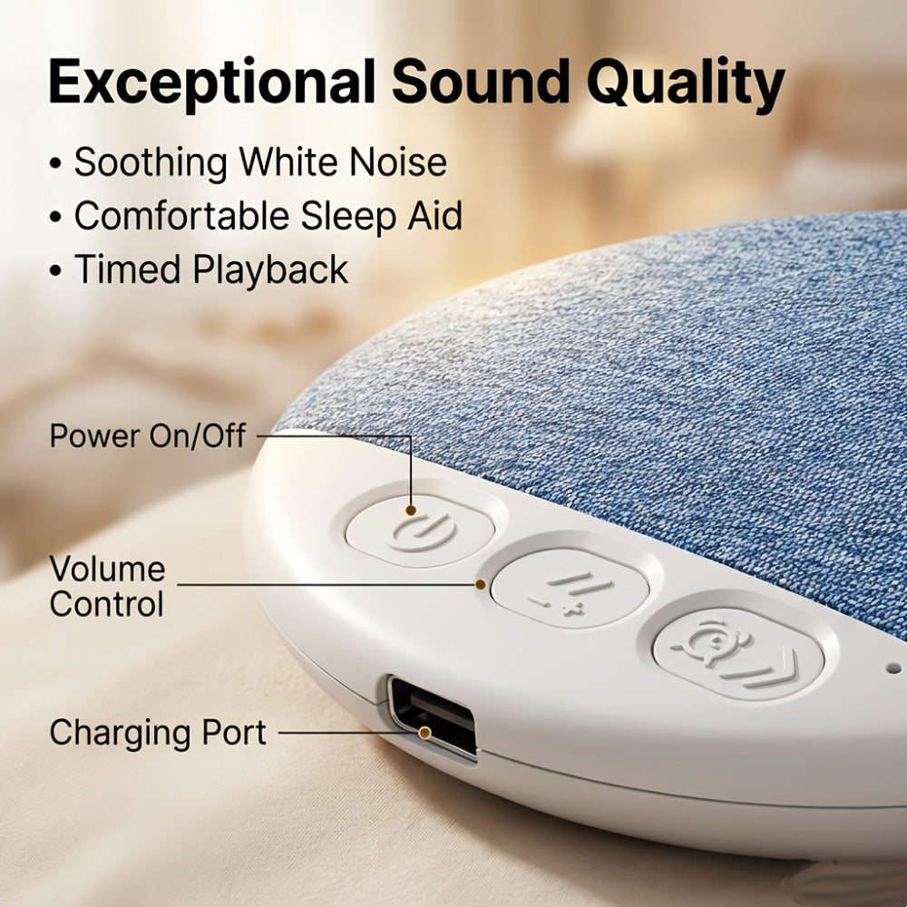 Sleep Pillow Speaker Wireless White Noise Machine with Rain Ocean Sounds, 2-Pack Lightweight 49g Sleep Headphones, 7-Day Battery Life, Auto Shut-Off Timer for Better Sleep