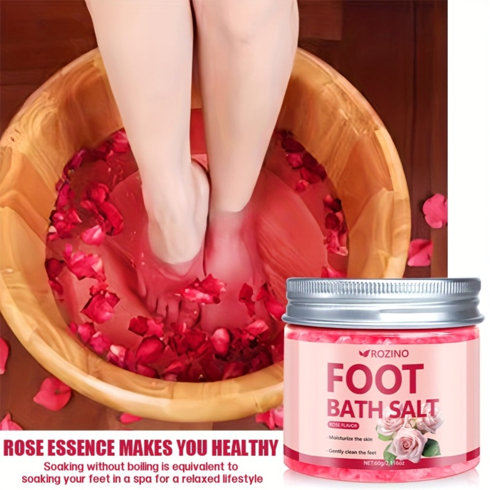 Foot Soak Sea Salt 60g Dry Cracked Heels Hypoallergenic — Moisturizing Mineral Foot Bath Salt 20-Min Relaxing Spa Treatment for Tired Aching Feet | Post-Exercise Bedtime Foot Care for Women & Men